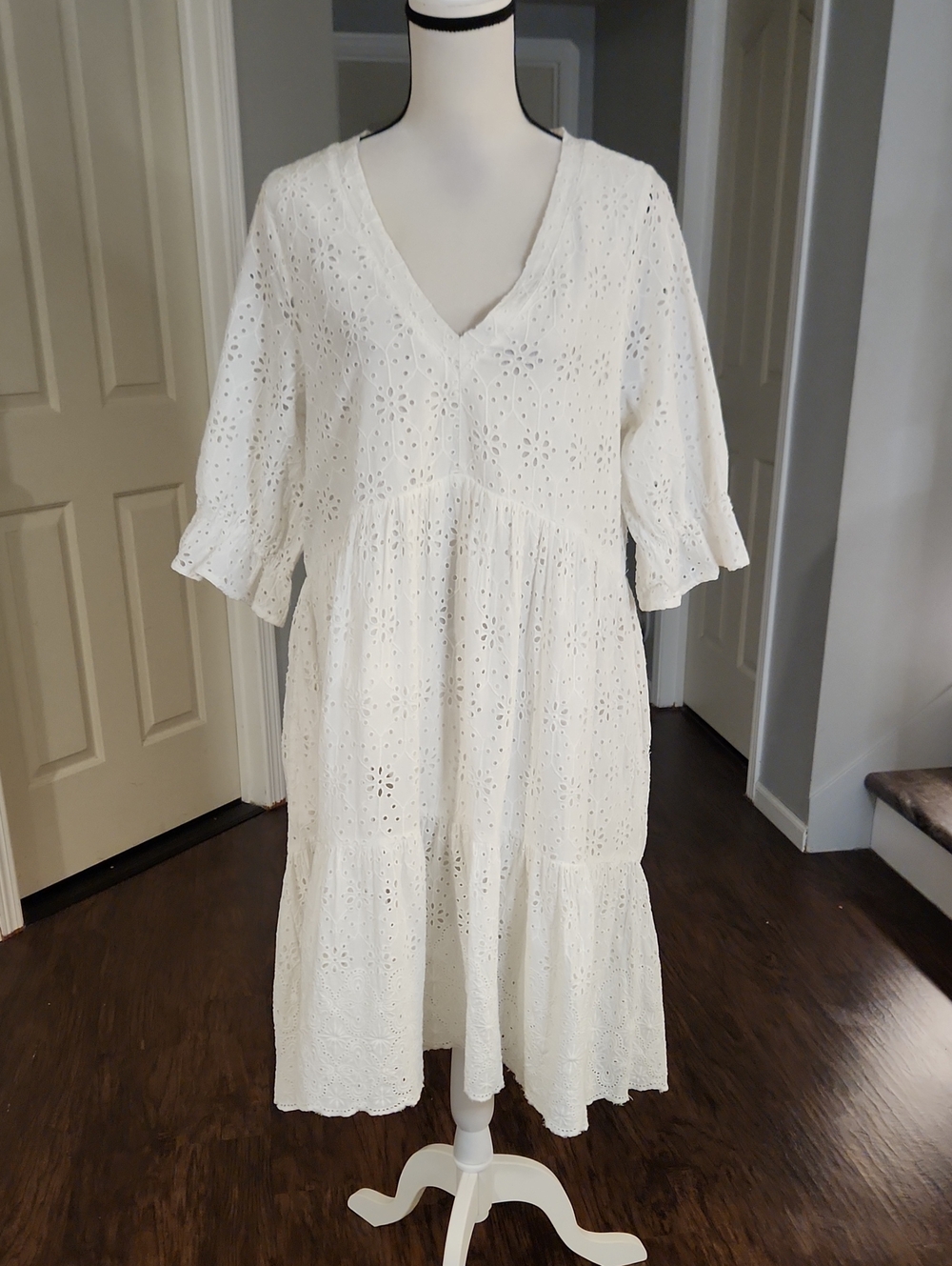NWOT Sundance Eyelit Cottagecore Ruffle Sleeve Midi Dress - Picture 2 of 5